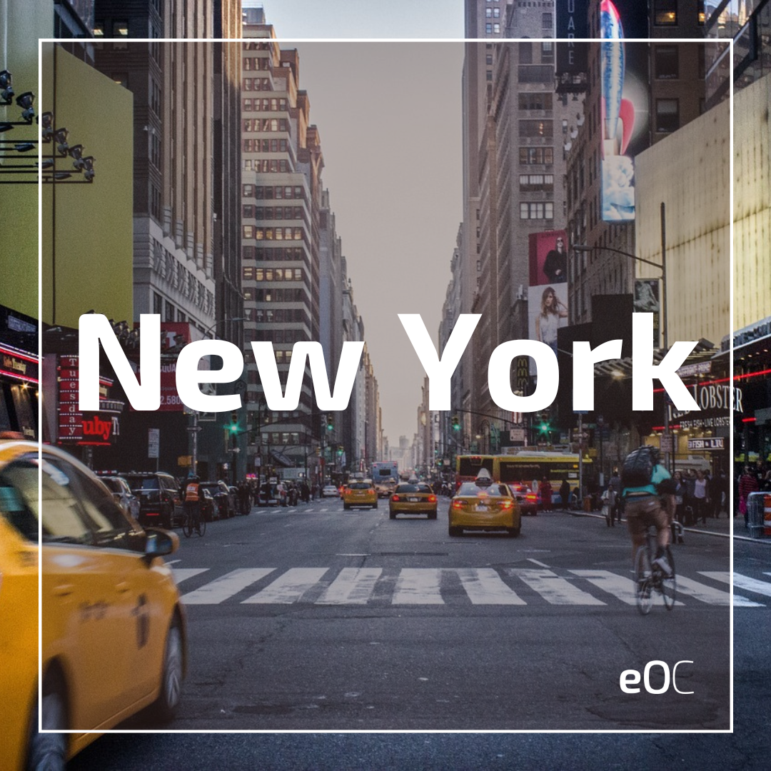 Street of New York with yellow cabs